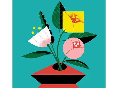 A bouquet design digital illustration flowers illustration shapes