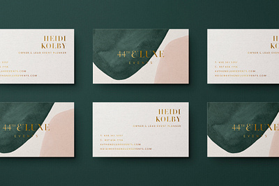 Gold Foil Business Cards for 44th & Luxe abstract ampersand bold brand identity branding business card elegant feminine feminine logo foil gold gold foil logo stationery watercolor wedding