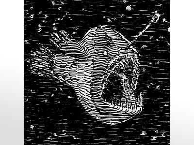 Anglerfish angler fish anglerfish black and white art fisherman fishing hatching horror art ink illustration marinebiology submarine underwater art weird art