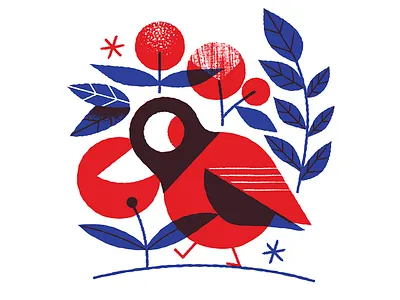 Suspicious bird character design design for silk screen print digital illustration flowers garden illustration