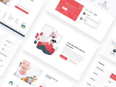 Hallo Heinz - UI | UX | Marketing structure for website clean design contact us faq figma handyman illustration landing page marketing minimal modern design red review service ui ui design ux ux design vector web design website