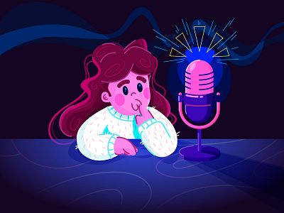 PodCast Girl adobe adobeillustrator colorful creative design digital illustration illustration illustrator vector vector illustration vectorart