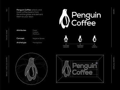 Penguin Coffee – Logotype Presentation brand identity brand mark branding coffee bean coffee logo geometric logo identity design logo grid logo mark logotype minimal logotype negative space negative space logo penguin logo premium logo smart logo smart logotype startup logo symbol design visual identity