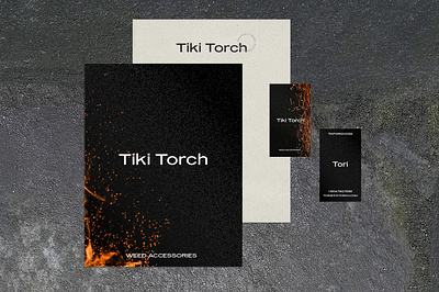 Tiki Torch weed branding stationary amber black brand branding burning dark design fire flame lighting logo logo designer simplistic visual identity 品牌设计 设计