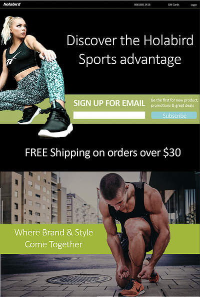 Sports Landing Page color design graphics layout marketing typography