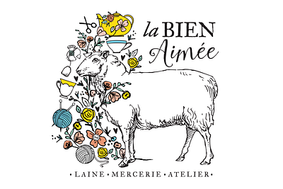 La Bien Aimée Yarn Logo branding knitting logo paris retail small business