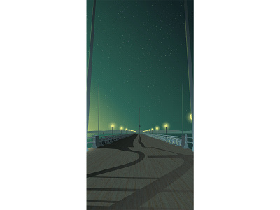 Pier at Dusk design editorial illustration green harbour illustration illustrator landscape illustration nautical night time peaceful pier scene sea search