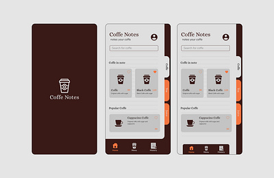 Coffee Notes app coffee coffee shop coffeeshop figma icon8 mobile mobile app mobile app design mobile design mobile ui notes typography ui