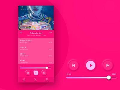 03. Pink Matte Neumorphic apple interface itunes music music player product product design spotify ui ui design