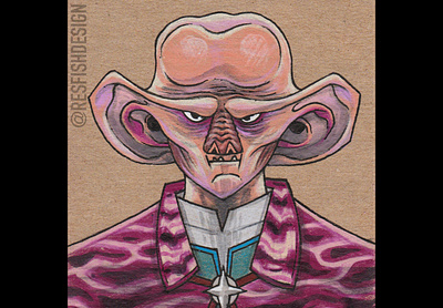 Six Fan Arts : Quark caricature colored pencil drawing fan art ferengi portrait star trek