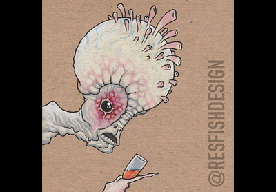 Six Fan Arts : Mugwump alien caricature colored pencil drawing illustration