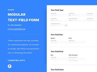 KITA Modular Text-field component - [FREE] date picker design system dropdown form free freebies guidlines input mobile prototyping select simple text field ui uikit web