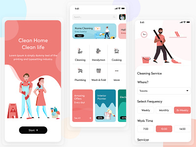 Home Cleaning Service Mobile App app clone app design app development clean cleaning services cooking errand handyman home cleaning mobile app mobile app design plumbing taskrabbit washing