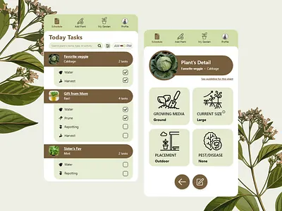Plant Planner app earth tone gardening mobile planner ui ux