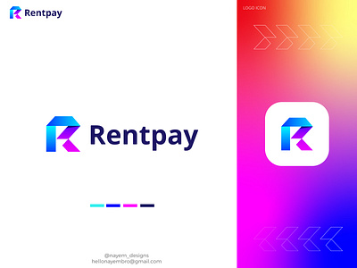 Rentpay, Modern R Logo Design 3d logo brand identity branding crypto cryptocurrency design financial graphic design icons logo logo design logo designer logo inspirations minimal modern payment rentpay trending