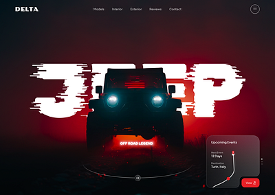 Delta Car - Jeep Hero (Freebie) 360 car clean dark design figma flat framer free freebie hero jeep map section theme ui web webflow website wix