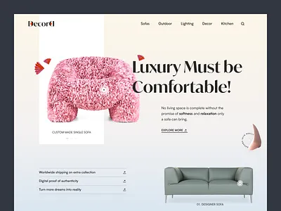 DecorD - Website Design branding decoration decore design furniture interior landing page sofa ui uidesign uiux user interface design website design