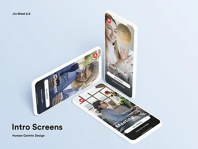 Intro Screens for Jio Meet App animation app branding chat app clean design designer illustration interaction intro screen jiomeet johnyvino manoj bhadana minimal mobile ui splash screen ui userinterface ux videocall