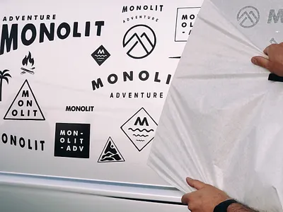 Monolit wrap brand branding design foil illustration illustrator logo typogaphy typography van vanlife vector vw wrap