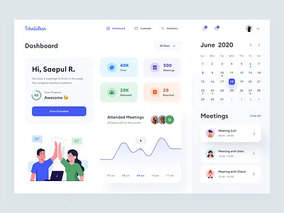 Schedule Dashboard Design v.2 calendar dashboard date desktop event illustration manage meeting people product project reject schedule task time typography ui uidesign uiux webdesign