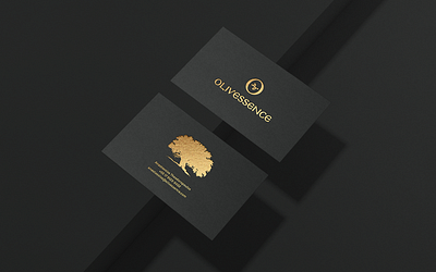 Olivessence business card black business card business card design design elegant extra virgin gold gold foil greece greek luxury olive olive oil olives premium