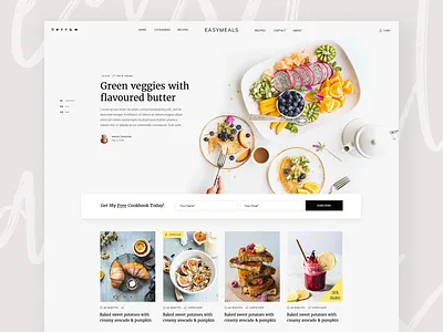 EasyMeals - Food Blog WordPress Theme blog bloggers clean cooking design food foodblog landing meals modern recipes theme ui ux website concept wordpress