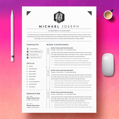 Simple CV-Resume Word Template UI/UX clean resume creative resume curriculum vitae cv template download download mockup free modern modern resume professional resume resume template template