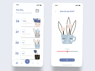 Moodbloom App app design figma illustration mood moodtracker ui ux uxui