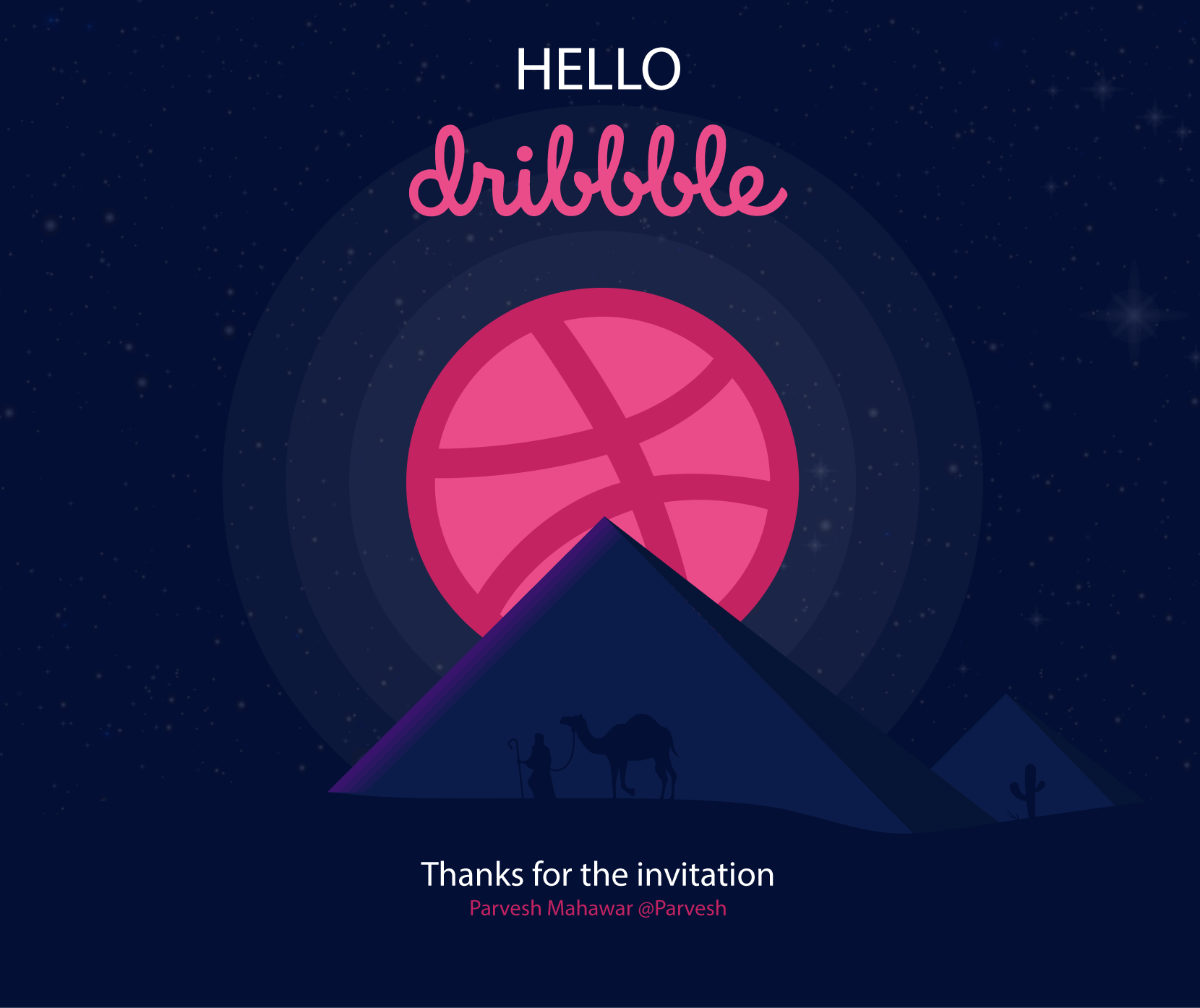 Hello dribbble egypt giza hellodribbble illustrations night pyramids vector