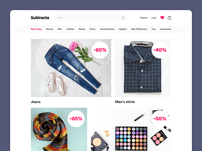 $ubtracta / Work in progress clean design ecommerce ecommerce design ecommerce shop landing landing page minimal product page ui web design wip