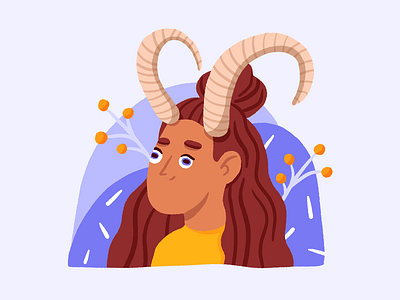 Capricorn - Birthday Calendar birthday calendar capricorn design girl horns illustration ipadpro procreate