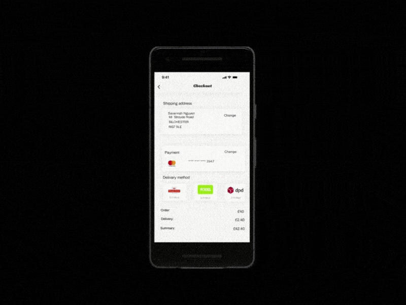 Delivery Checkout app design daily ui 002 dailyuichallenge design scroll ui