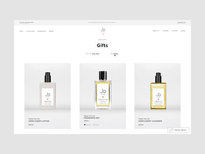 Jo Loves, Fragrance eCommerce | Filters animation clean e comerce eshop fragrance interface microinteraction minimal motion shop ui ux video web webdesign website