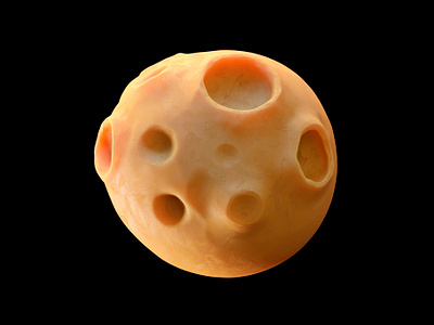 Moon 3d adobe photoshop cgi design illustration made of cheese moon play doh redshift render yellow zbrush