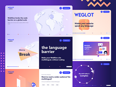 Webdesign and Development for Weglot. branding colorful design illustration logo lottieflow webflow website website design website development