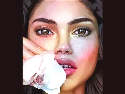 Orchid portrait beauty digital art flower girl make up orchid portrair rainbow realistic portrait