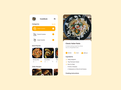 Recipe App design food interface kitchen mobile mobile app popular recipe recipe book top ui ux uxui