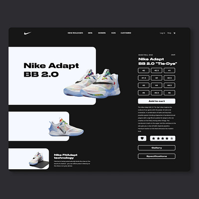 Nike Adapt | Dark Mode concept buy daily ui dark mode dark ui eshop nike nike adapt rating shoes shop style web webdesign