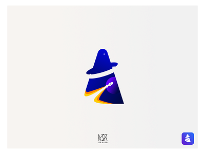 Letter - A 36daysoftype 36type astronomy blue branding design flatdesign illustration illustrator lettering logo rocket space type ui