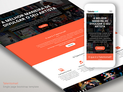 Shows * single page bootstrap template design bootstrap mail orange shows singers ui web website website design