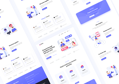 Glyphy Landing page : A cloud based community photo sharing abstract design graphic design illustration shots trending ui uiux ux web design