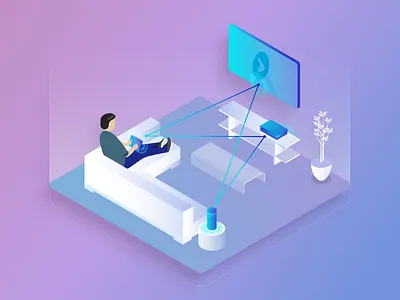 Vizbee Illlustrations blues connected design grid illustration isometric art purple tv vector vizbee