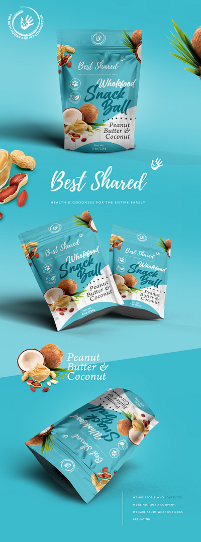 Snack Ball pouch design coconut dog treats package package design peanut butter pet food pouch design pouch mockup snack package snacks