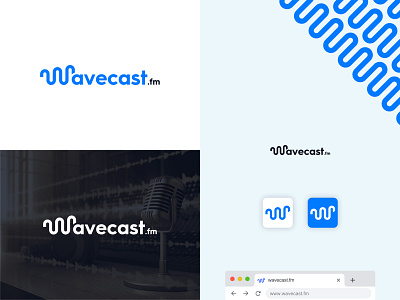 Wavecast logo cast casting creative flow fm host hosting logo platform podcast publish publishing radio stream streaming wave waves