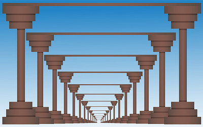 2D Pillars Corridor 2d adobe art blue corridor design flat design illustration illustrator pillars sky