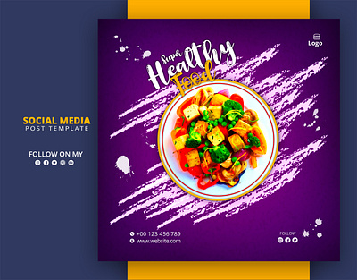 Healthy Food Social Media Post Template. delicious food banner instagram post