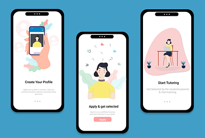 Onboarding Ui illustration account app character create figmadesign girl illustration mobile app onboarding onboarding illustration onboarding screens onboarding ui select tutor uiux design uiuxdesign vector illustration