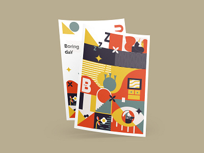 Boring day abstract illustration design digital illustration flat illustration minimal vector