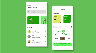Golf app design sports ui ux