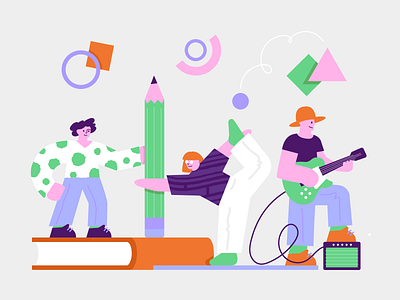 Welcoming Screen abstract blog characters flat illustration minimal modern playful ui